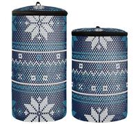 Borsa per scarpe da ginnastica blu e bianca a righe natalizie per lavatrice, set di 2 sacchetti per la lavanderia per lavare le scarpe in lavatrice, blu e bianco Natale, Strisce natalizie blu e