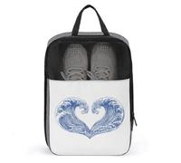 Borsa per scarpe da golf a forma di cuore con onde oceaniche, per viaggi e uso quotidiano, anti-polvere, porta scarpe da golf