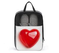 Borsa per scarpe da golf a forma di cuore, liscia, per viaggi e uso quotidiano, anti-polvere, colore: rosso