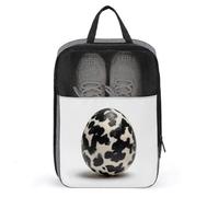 Borsa per scarpe da golf a forma di uovo di mucca bianca e nera, per viaggi, uso quotidiano, anti-polvere, porta scarpe da golf
