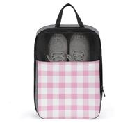Borsa per scarpe da golf a quadretti rosa e bianchi, per uso quotidiano, anti-polvere, porta scarpe da golf