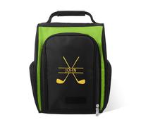 Borsa per scarpe da golf, borsa sportiva in tela con monogramma con nome personalizzato ricamato, regalo per testimone dello sposo, Nero e verde, Sportivo