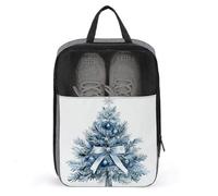 Borsa per scarpe da golf con albero di Natale, blu e argento, per viaggi e uso quotidiano, anti-polvere, porta scarpe da golf