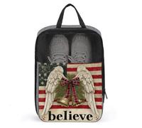 Borsa per scarpe da golf con bandiera americana, ali d'angelo, campane, per viaggi e uso quotidiano, anti-polvere, porta scarpe da golf