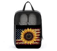 Borsa per scarpe da golf con bandiera americana con girasole per viaggi e uso quotidiano anti-polvere