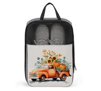 Borsa per scarpe da golf con camion vintage arancione con zucca girasole per viaggi uso quotidiano anti-polvere porta scarpe da golf