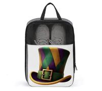 Borsa per scarpe da golf con cappello a cilindro e leprechaun, color oro, verde e viola, per viaggi e uso quotidiano, antipolvere