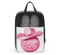 Borsa per scarpe da golf con cappello da cowgirl rosa su palla da discoteca, per viaggi e uso quotidiano, anti-polvere, custodia per scarpe da golf