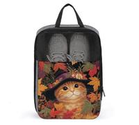 Borsa per scarpe da golf con cappello da strega arancione con foglie autunnali, per viaggi e uso quotidiano, anti-polvere, porta scarpe da golf