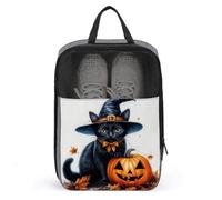 Borsa per scarpe da golf con cappello da strega e zucca, stile retrò, colore nero, per viaggi, uso quotidiano, anti-polvere, porta scarpe da golf
