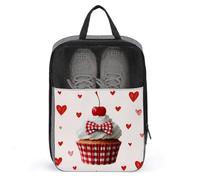 Borsa per scarpe da golf con ciliegia su fiocco di cupcake, per viaggi e uso quotidiano, anti-polvere, per San Valentino