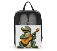 Borsa per scarpe da golf con coccodrillo che suona una chitarra classica, per viaggi e uso quotidiano, anti-polvere, porta scarpe da golf