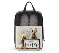 Borsa per scarpe da golf con coniglietto pasquale e uova e narcisi, per viaggi e uso quotidiano, anti-polvere, porta scarpe da golf
