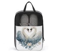 Borsa per scarpe da golf con coppia di cigni ad acquerello, a forma di cuore, per viaggi e uso quotidiano, anti-polvere, porta scarpe da golf