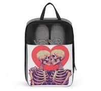 Borsa per scarpe da golf con coppia di scheletri e cuore, per viaggi e uso quotidiano, anti-polvere, porta scarpe da golf