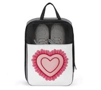 Borsa per scarpe da golf con cornice a forma di cuore rosa per uso quotidiano da viaggio, anti-polvere, porta scarpe da golf
