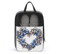 Borsa per scarpe da golf con corona floreale a forma di cuore e fiori blu, per viaggi e uso quotidiano, anti-polvere, porta scarpe da golf