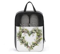 Borsa per scarpe da golf con corona floreale e cuore verde per viaggi e uso quotidiano, anti-polvere, porta scarpe da golf