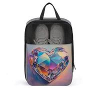 Borsa per scarpe da golf con cuore in cristallo color pastello arcobaleno iridescente per viaggi uso quotidiano anti-polvere porta scarpe da golf