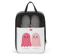 Borsa per scarpe da golf con due simpatici fantasmi rosa con cuori, per viaggi e uso quotidiano, anti-polvere, custodia per scarpe da golf