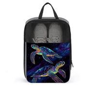 Borsa per scarpe da golf con due tartarughe marine al neon per uso quotidiano da viaggio anti-polvere