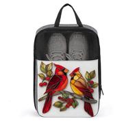 Borsa per scarpe da golf con due uccelli rossi su un ramo con bacche rosse, per viaggi e uso quotidiano, anti-polvere, porta scarpe da golf