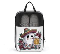 Borsa per scarpe da golf con fantasma messicano che tiene la tazza di birra con teschio, per viaggi e uso quotidiano, anti-polvere, porta scarpe da golf