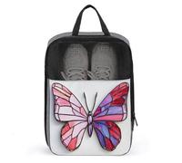Borsa per scarpe da golf con farfalle rosa in vetro colorato con ali rosse, per viaggi e uso quotidiano, anti-polvere, custodia per scarpe da golf