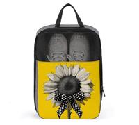 Borsa per scarpe da golf con fiocco a forma di girasole nero e bianco, per viaggi, uso quotidiano, anti-polvere, porta scarpe da golf