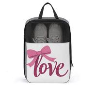 Borsa per scarpe da golf con fiocco rosa glitterato per San Valentino, per viaggi e uso quotidiano, anti-polvere, porta scarpe da golf