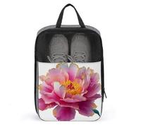 Borsa per scarpe da golf con fiore di peonia rosa per uso quotidiano da viaggio anti-polvere