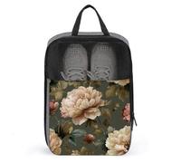 Borsa per scarpe da golf con fiore di peonia su grigio oliva, per viaggi e uso quotidiano, anti-polvere, porta scarpe da golf