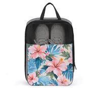 Borsa per scarpe da golf con fiori di ibisco rosa blu per uso quotidiano da viaggio anti-polvere