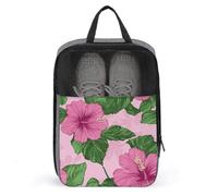 Borsa per scarpe da golf con fiori di ibisco rosa e foglie verdi, per uso quotidiano, anti-polvere, porta scarpe da golf