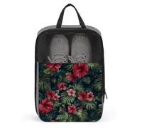 Borsa per scarpe da golf con fiori di ibisco rosso e rosa per uso quotidiano da viaggio anti-polvere