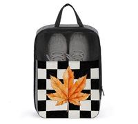 Borsa per scarpe da golf con foglia d'acero arancione su sfondo bianco e nero, per viaggi e uso quotidiano, anti-polvere, porta scarpe da golf