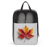 Borsa per scarpe da golf con foglia d'acero su sfondo bianco in legno per viaggi e uso quotidiano anti-polvere