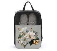 Borsa per scarpe da golf con foglie di agrifoglio con tre campane dorate, per viaggi e uso quotidiano, anti-polvere, custodia per scarpe da golf