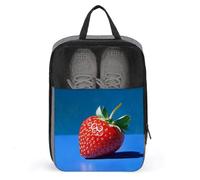 Borsa per scarpe da golf con fragola su sfondo blu, per viaggi e uso quotidiano, anti-polvere, per scarpe da golf