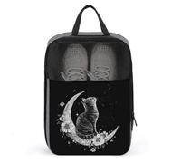 Borsa per scarpe da golf con gatto seduto sulla luna crescente per viaggi uso quotidiano anti-polvere