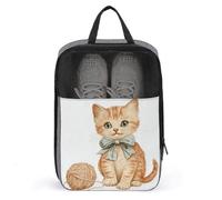 Borsa per scarpe da golf con gatto vintage con fiocco blu, per viaggi e uso quotidiano, anti-polvere, porta scarpe da golf