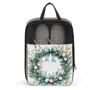 Borsa per scarpe da golf con ghirlanda di Pasqua circolare, verde fogliame, per viaggi e uso quotidiano, anti-polvere, porta scarpe da golf