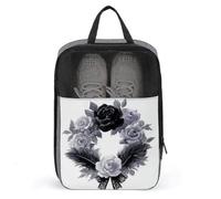 Borsa per scarpe da golf con ghirlanda vittoriana nera con rose e piume per Halloween, per viaggi e uso quotidiano, anti-polvere, porta scarpe da golf