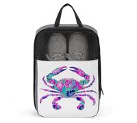 Borsa per scarpe da golf con granchio neon con contorni viola, per viaggi e uso quotidiano, anti-polvere, custodia per scarpe da golf