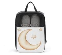 Borsa per scarpe da golf con luna e stelle, colore giallo, per uso quotidiano, anti-polvere, porta scarpe da golf