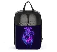 Borsa per scarpe da golf con mano artigliata con cuore blu neon viola per viaggi uso quotidiano anti-polvere porta scarpe da golf