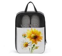 Borsa per scarpe da golf con margherite bianche e gialle ad acquerello per uso quotidiano da viaggio, anti-polvere, custodia per scarpe da golf