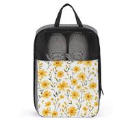 Borsa per scarpe da golf con margherite gialle e fiori selvatici per uso quotidiano da viaggio, anti-polvere, custodia per scarpe da golf