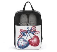 Borsa per scarpe da golf con motivo a due ciliegie con bandiera americana, per viaggi e uso quotidiano, anti-polvere, porta scarpe da golf