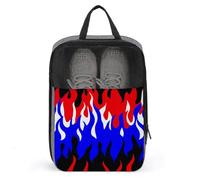 Borsa per scarpe da golf con motivo a fiamma, colore rosso, bianco e blu, per uso quotidiano, anti-polvere, anti-polvere